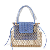 Goyard Goyardine Canvas Iris Aligre Bag Raffia Net Palladium Hardware - Thumbnail View 1