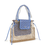 Goyard Goyardine Canvas Iris Aligre Bag Raffia Net Palladium Hardware - Thumbnail View 2