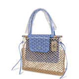 Goyard Goyardine Canvas Iris Aligre Bag Raffia Net Palladium Hardware - Thumbnail View 3