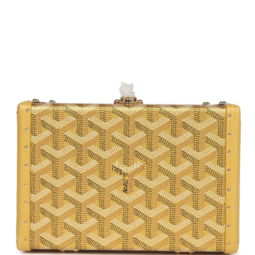 Goyard Goyardine Canvas Gold Minaudière Trunk Bag Gold Hardware