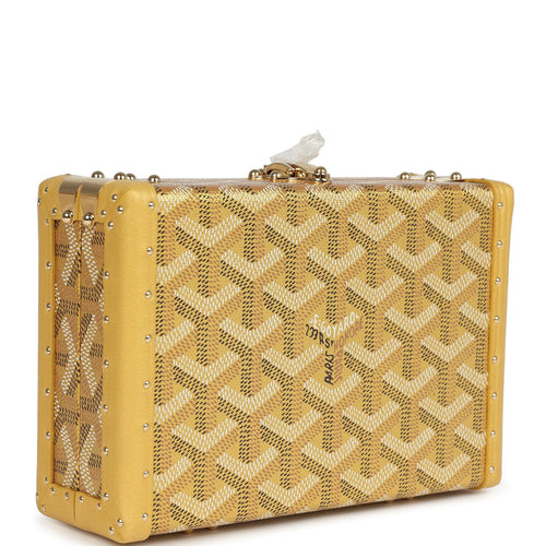 Goyard Goyardine Canvas Gold Minaudière Trunk Bag Gold Hardware