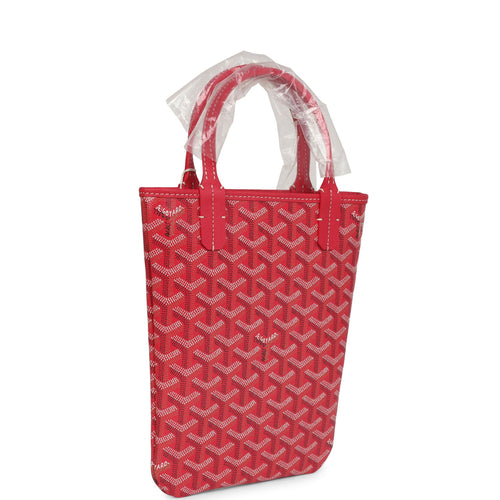 Goyard Goyardine Canvas Fuchsia Poitiers PM Bag Palladium Hardware
