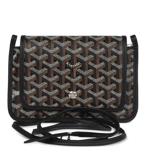 Goyard Plumet Pocket Wallet Black Goyardine Palladium Hardware