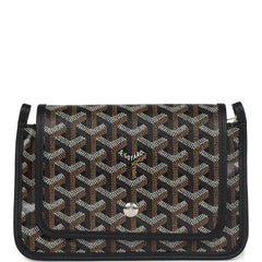 Goyard Plumet Pocket Wallet Black Goyardine Palladium Hardware