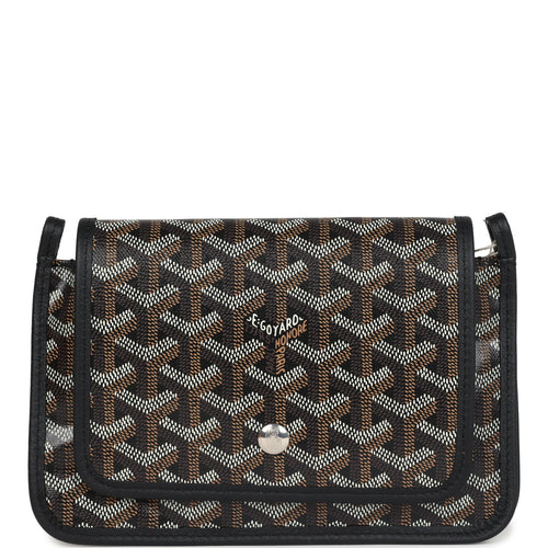 Goyard Plumet Pocket Wallet Black Goyardine Palladium Hardware