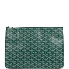 Goyard Goyardine Green Senat MM Pouch Palladium Hardware