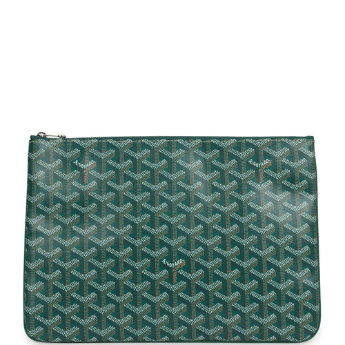 Goyard Goyardine Green Senat MM Pouch Palladium Hardware