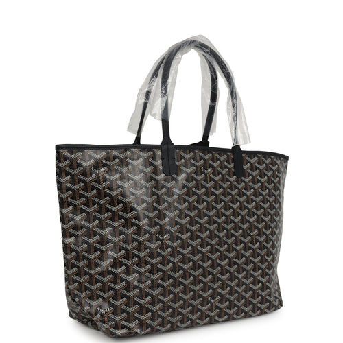Goyard Goyardine Black Saint Louis PM Tote Bag Palladium Hardware