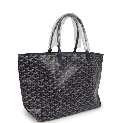 Goyard Goyardine Navy Saint Louis PM Tote Bag Palladium Hardware