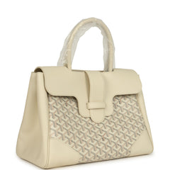 Goyard Goyardine Canvas Sand Saigon Tote Palladium Hardware