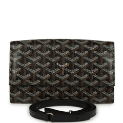 Goyard Goyardine Canvas Black Varenne Continental Wallet Bag Palladium Hardware