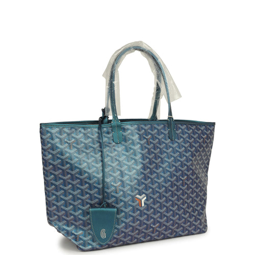Goyard Goyardine Pearly Blue Saint Louis PM Tote Bag Palladium Hardware