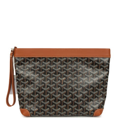 Goyard Goyardine Canvas Black and Brown Conti Pouch Palladium Hardware