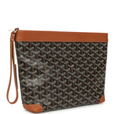 Goyard Goyardine Canvas Black and Tan Conti Pouch Palladium Hardware