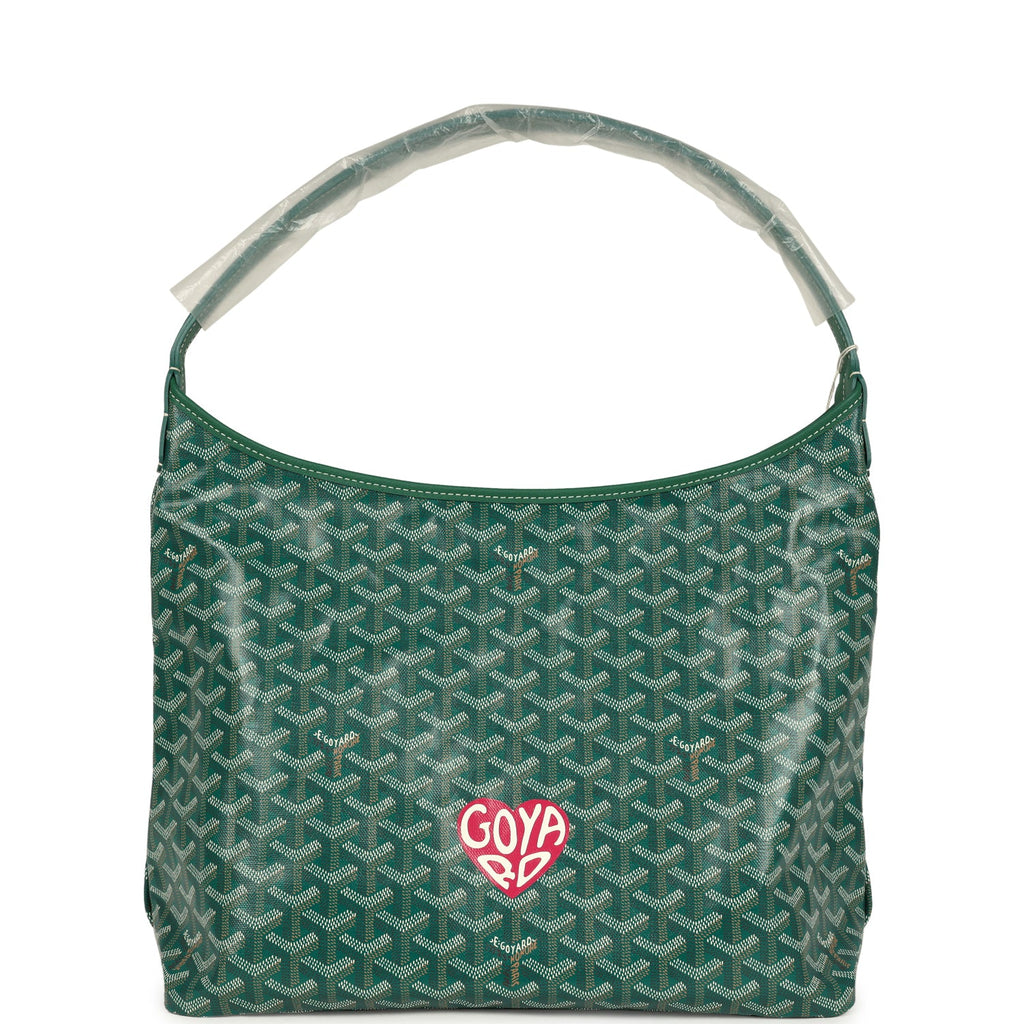 Goyard Goyardine Green Boheme Hobo Bag Palladium Hardware