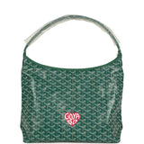Goyard Goyardine Green Boheme Hobo Bag Palladium Hardware