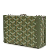 Goyard Goyardine Canvas Khaki Minaudière Trunk Bag Palladium Hardware