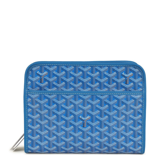 Goyard Goyardine Canvas Sky Blue Jouvence MM Toiletry Bag Palladium Hardware