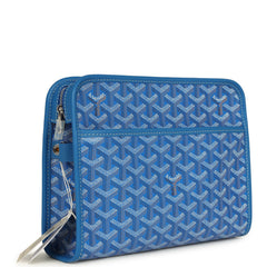 Goyard Goyardine Canvas Sky Blue Jouvence MM Toiletry Bag Palladium Hardware