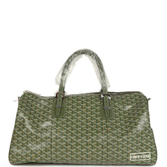 Goyard Boston 50 Bag Khaki Goyardine Canvas & Cervon Calfskin Palladium Hardware