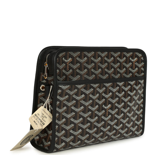Goyard Goyardine Canvas Black Jouvence MM Toiletry Bag Palladium Hardware