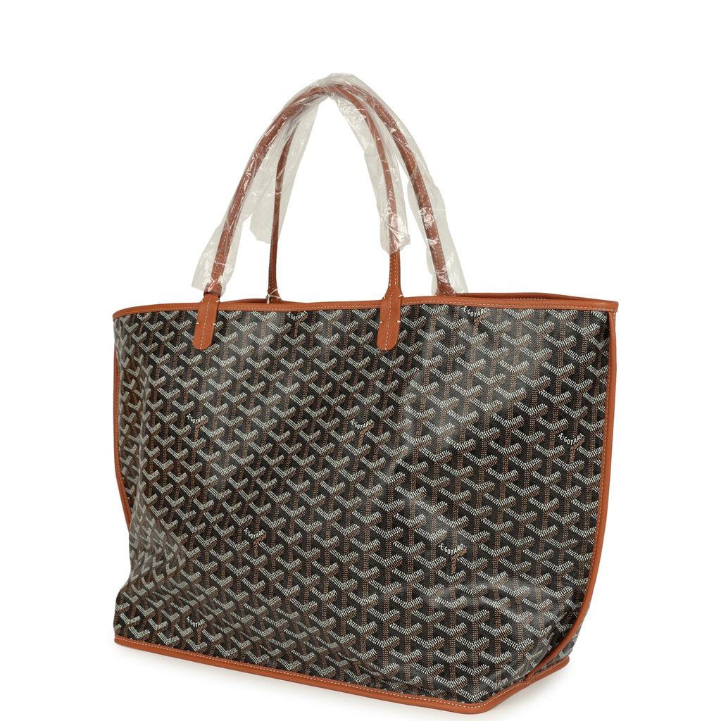 Goyard Goyardine Canvas Black and Brown Anjou GM Tote Bag Palladium Ha