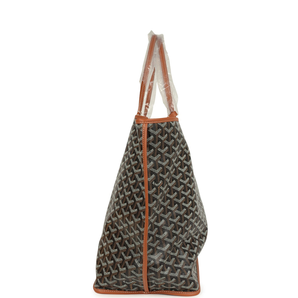 Goyard Goyardine Canvas Black and Brown Anjou GM Tote Bag Palladium Ha