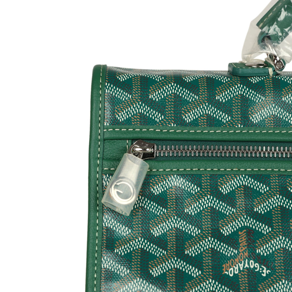 Goyard Saint Léger Backpack Green Goyardine Canvas Palladium Hardware