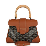 Goyard Saigon Souple Mini Bag Black and Brown Goyardine Canvas Palladium Hardware