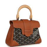 Goyard Saigon Souple Mini Bag Black and Brown Goyardine Canvas Palladium Hardware