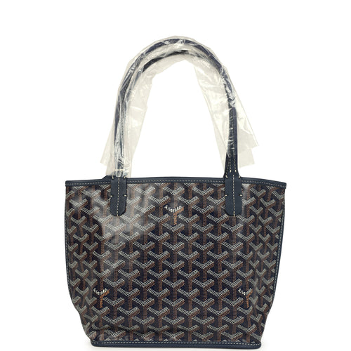 Goyard Goyardine Anjou Navy Blue Mini Bag Palladium Hardware