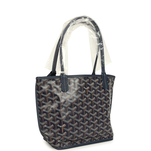 Goyard Goyardine Anjou Navy Blue Mini Bag Palladium Hardware