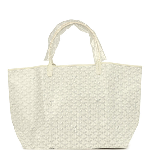 Goyard Goyardine Canvas White Saint Louis GM Tote Palladium Hardware