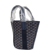 Goyard Goyardine Belharra PM Navy Blue Tote Palladium Hardware