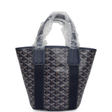 Goyard Goyardine Belharra PM Navy Blue Tote Palladium Hardware