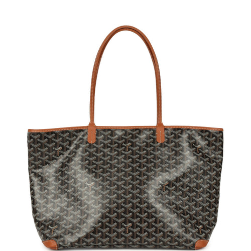 Goyard Goyardine Black and Brown Artois MM Palladium Hardware