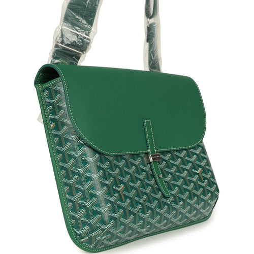 Goyard Coursier Messenger Bag Green Goyardine Canvas & Chevroches Calfskin Palladium Hardware