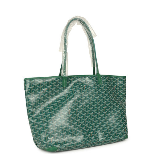 Goyard Goyardine Green Artois MM Tote Palladium Hardware