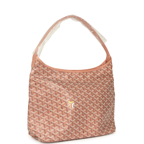 Goyard Goyardine Pearly Coral Boheme PM Hobo Bag Palladium Hardware