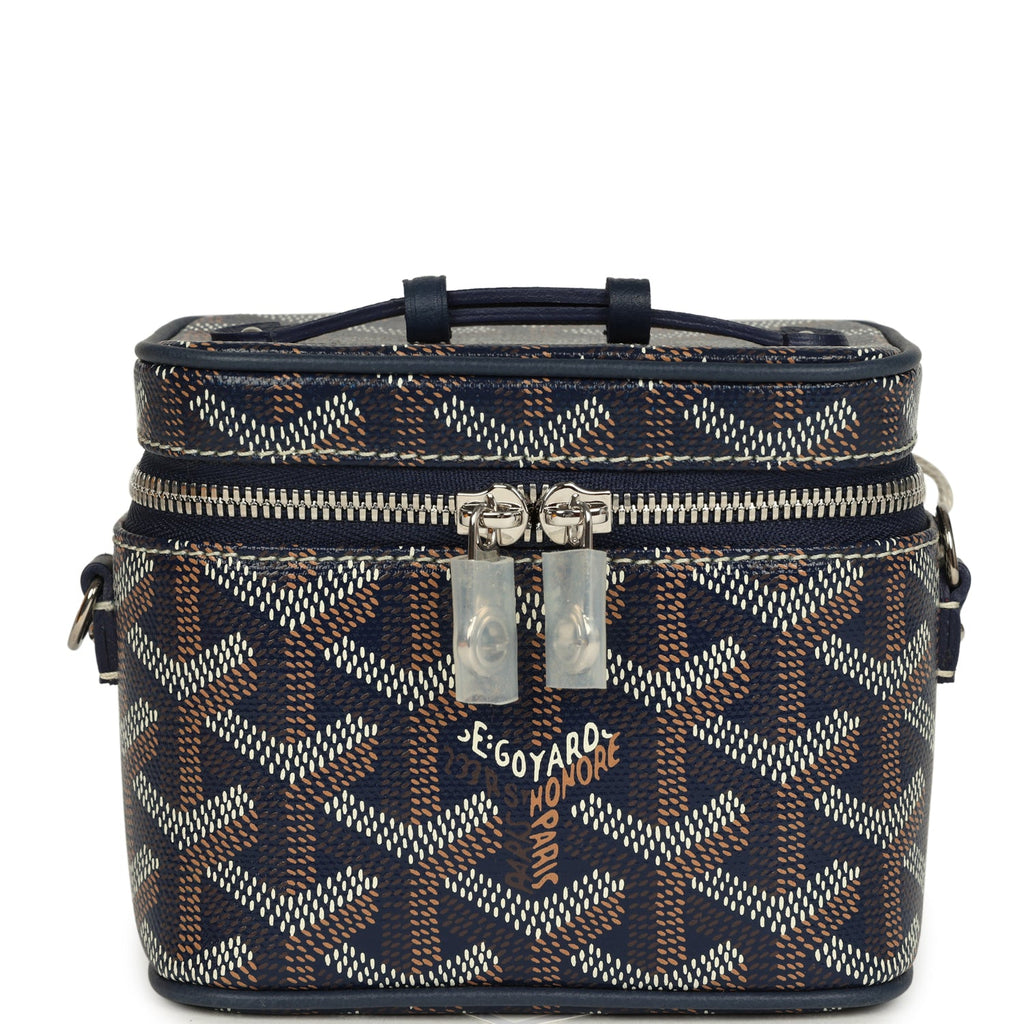 Goyard Goyardine Canvas Navy Blue Nano Muse Vanity Bag Palladium Hardware