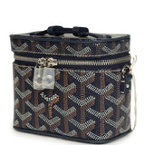 Goyard Goyardine Canvas Navy Blue Nano Muse Vanity Bag Palladium Hardware