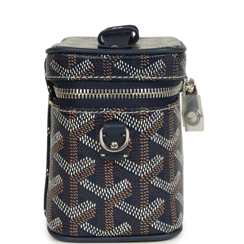 Goyard Goyardine Canvas Navy Blue Nano Muse Vanity Bag Palladium Hardware