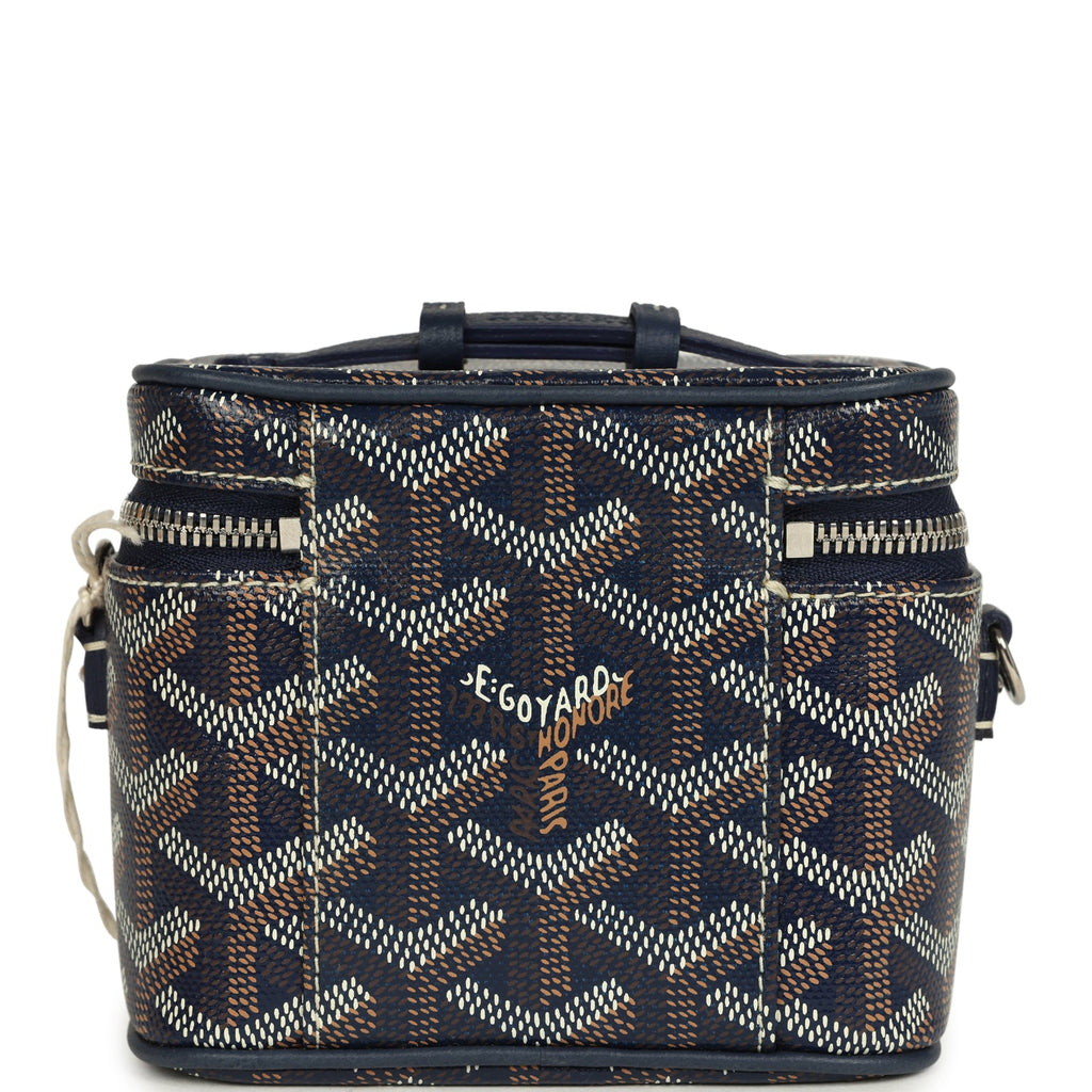 Goyard Goyardine Canvas Navy Blue Nano Muse Vanity Bag Palladium Hardware