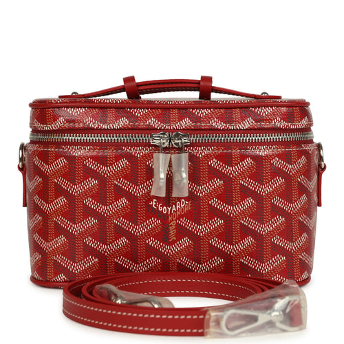 Goyard Goyardine Canvas Red Mini Muse Vanity Bag Palladium Hardware