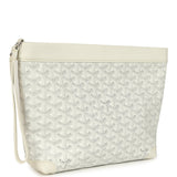 Goyard Goyardine Canvas White Conti Pouch Palladium Hardware