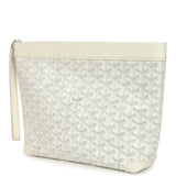 Goyard Goyardine Canvas White Conti Pouch Palladium Hardware