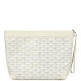 Goyard Goyardine Canvas White Conti Pouch Palladium Hardware