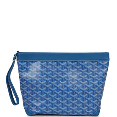 Goyard Goyardine Canvas Sky Blue Conti Pouch Palladium Hardware