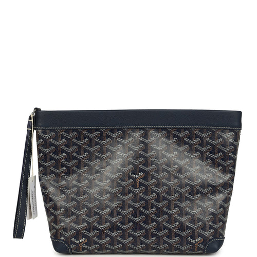 Goyard Goyardine Canvas Navy Blue Conti Pouch Palladium Hardware