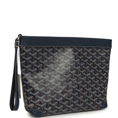 Goyard Goyardine Canvas Navy Blue Conti Pouch Palladium Hardware